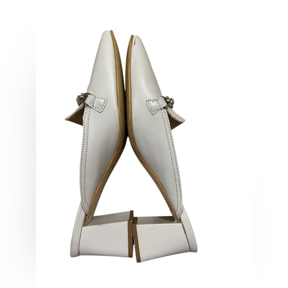 Napoleoni gray Leather Mule Heels w/ Rhinestone Chain Made in Italy Size 38 - Picture 5 of 10